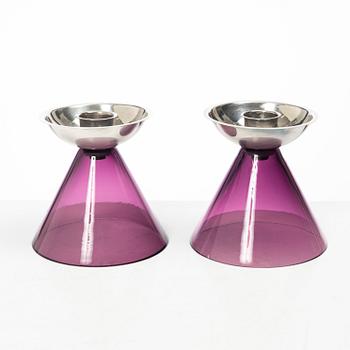 Eino Räsänen, ljusstakar, ett par, silver och glas, Kuopio, Finland 1966.