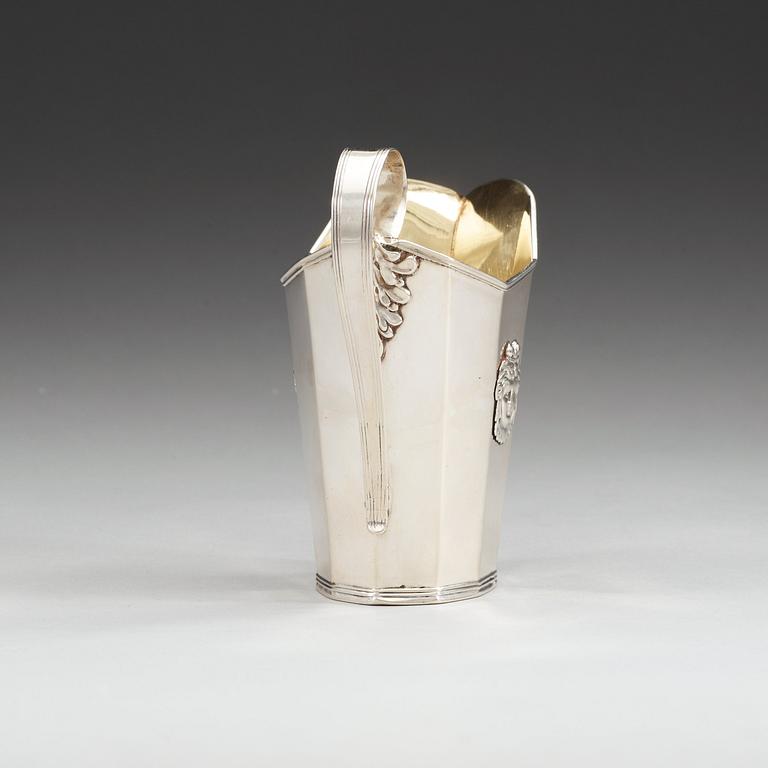 A Swedish 18th century parcel-gild milk-jug, makers mark of Pehr Zethelius, Stockholm 1798.