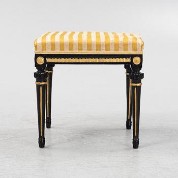 A late Gustavian stool, with the mark of Stockholms chairmakers guild, end of the 18th Century.