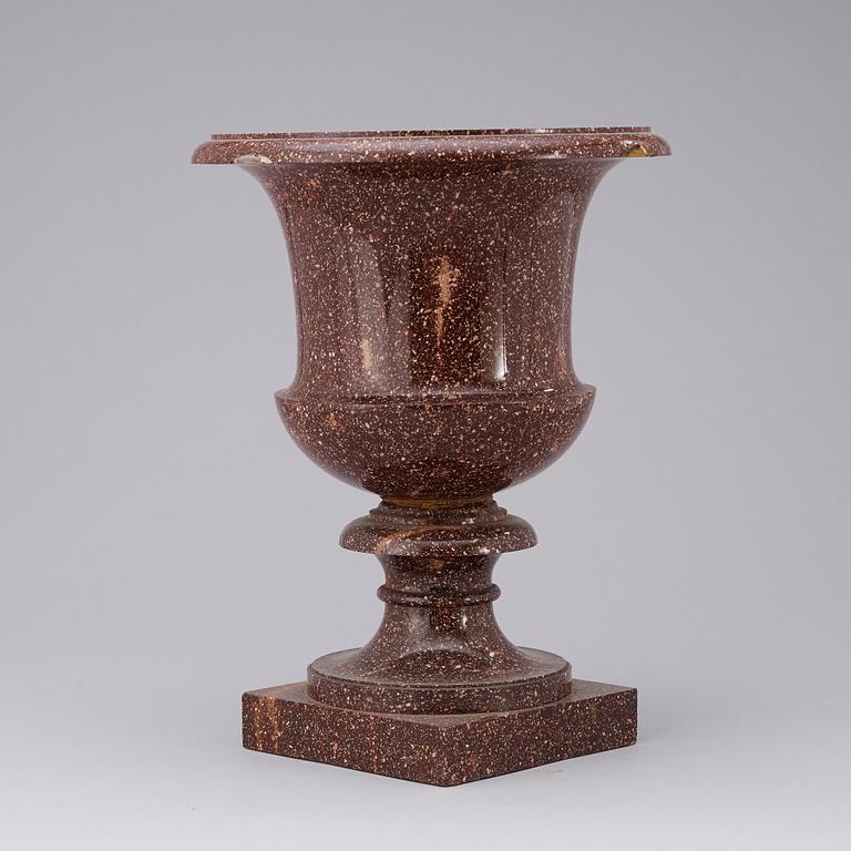 A Swedish Empire first halft 19th century porphyry urn.