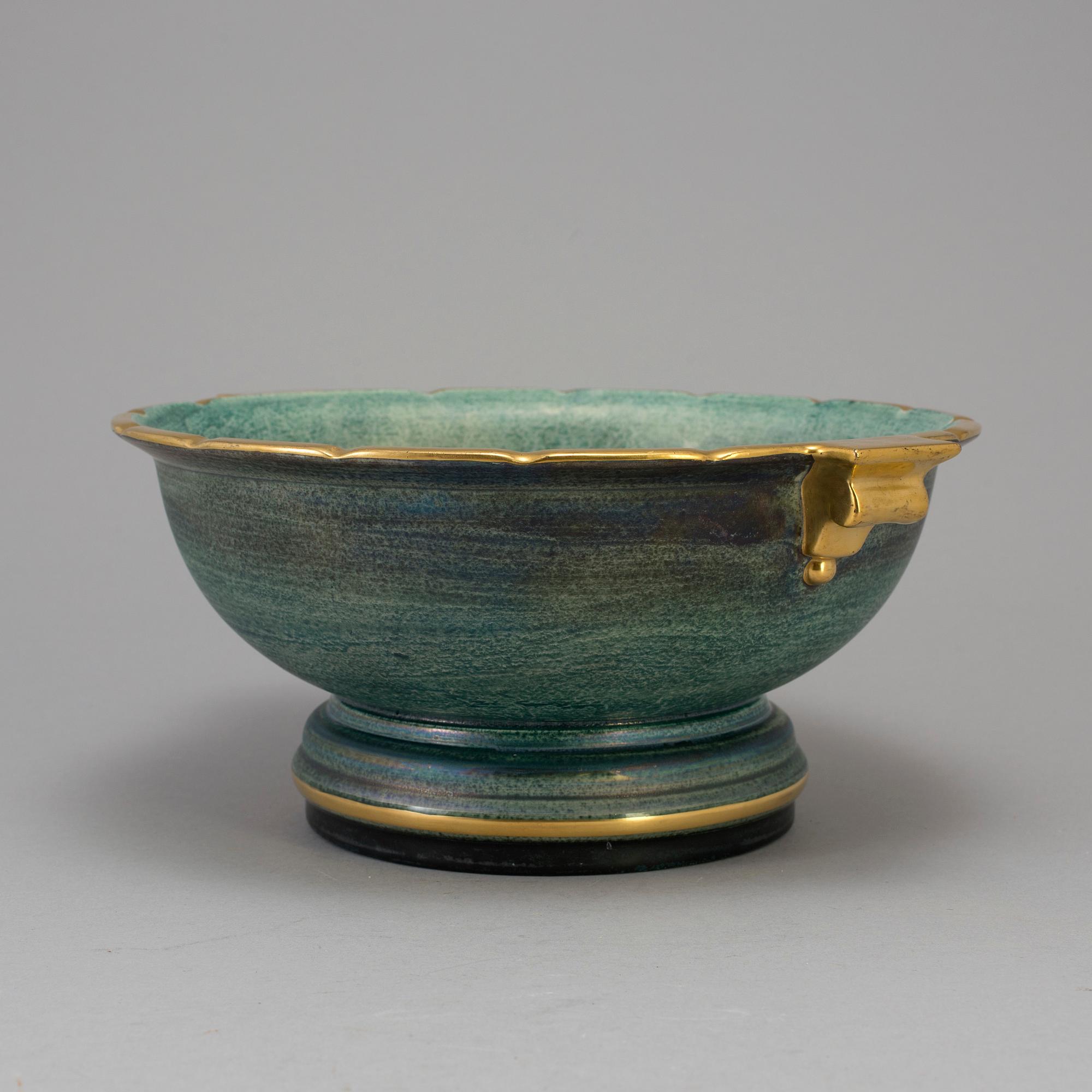 JOSEF EKBERG, skål på fot, flintgods, Gustavsberg, 1920-/30-tal.