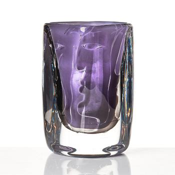 Ingeborg Lundin, an "ariel" glass vase, 'Ansikten' (Faces), Orrefors, Sweden 1969.