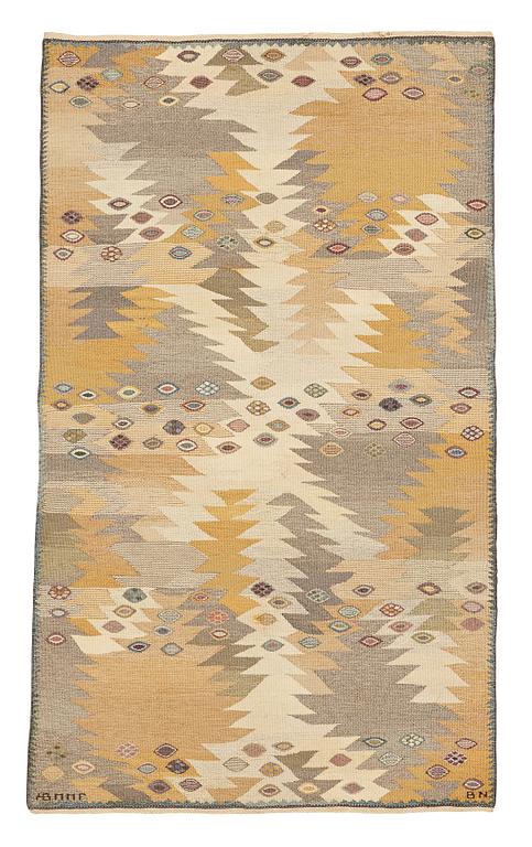 Barbro Nilsson, A CARPET, "Tånga, ljus", flat weave, ca 237 x 139 cm, signed AB MMF BN.