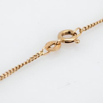 Necklace, 18K gold chain and pendant with brilliant-cut diamonds and synthetic sapphire.