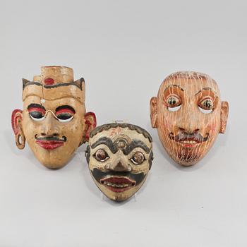 MASKER, 3 st, orientaliska, 1900-tal.