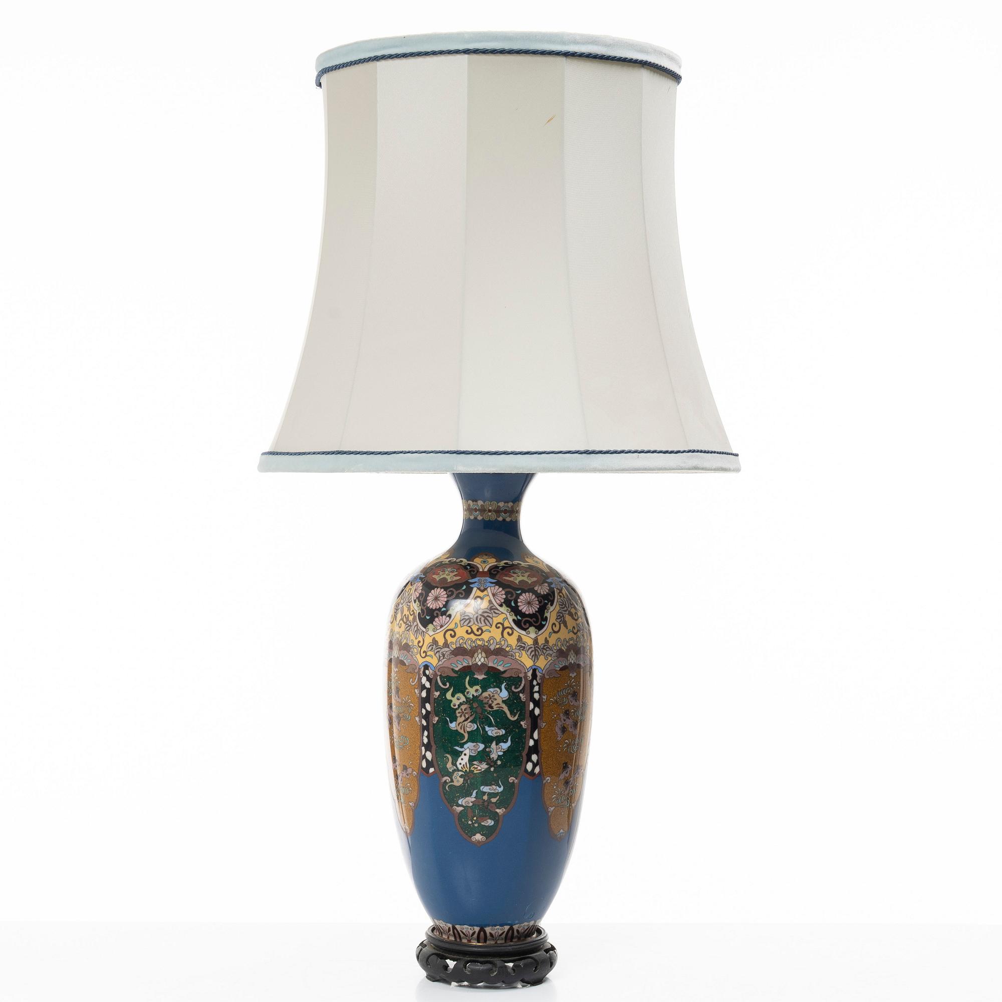 A cloisonné vase turned table lamp, Japan, Meiji (1868-1912).
