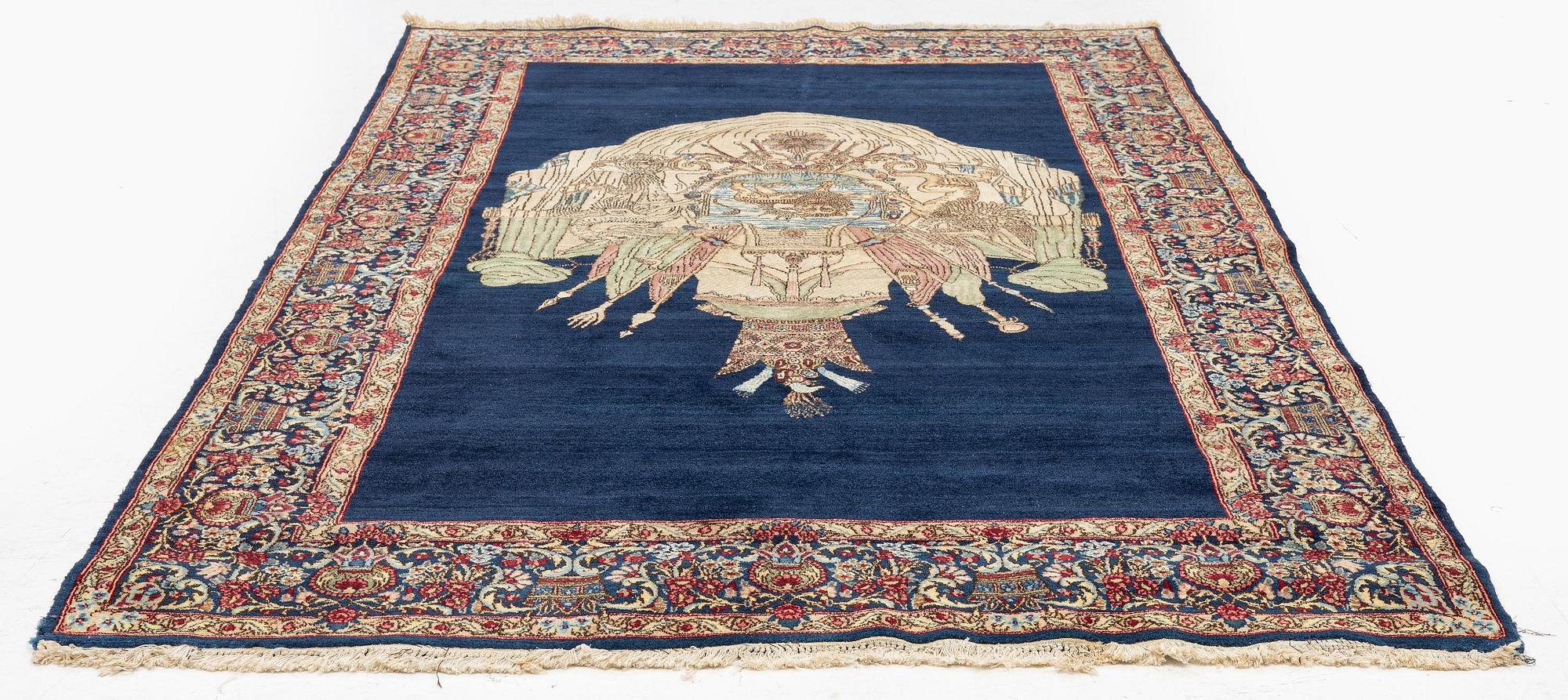 Matta, semiantik "Lion and Sun" Kirman, ca 243 x 144 cm.