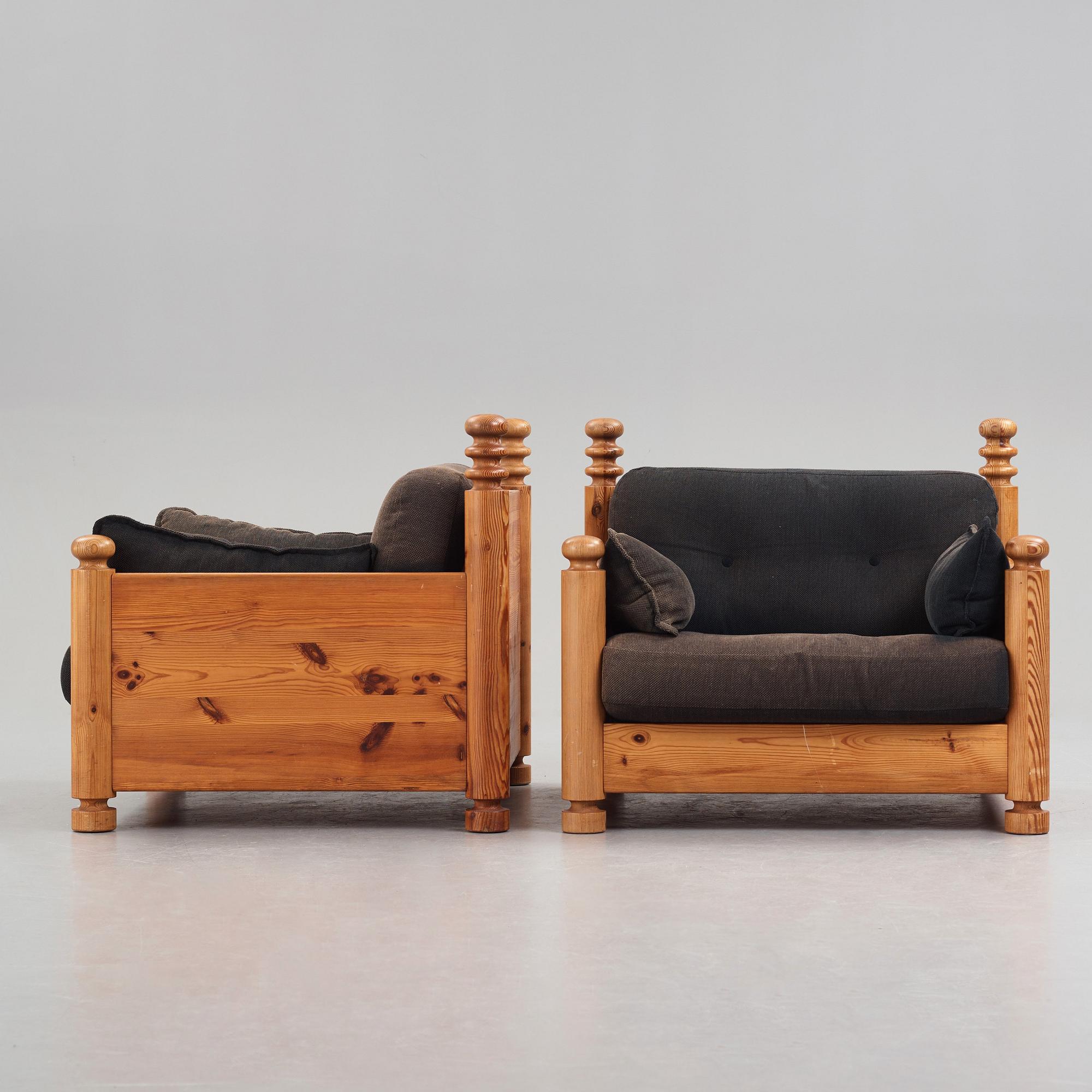 Uno & Östen Kristiansson, fåtöljer, ett par, Luxus, Vittsjö 1970-tal.