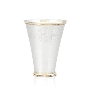 199. A Swedish 18th century parcel-gilt silver beaker, mark of Jacob Brunck, Stockholm 1720.