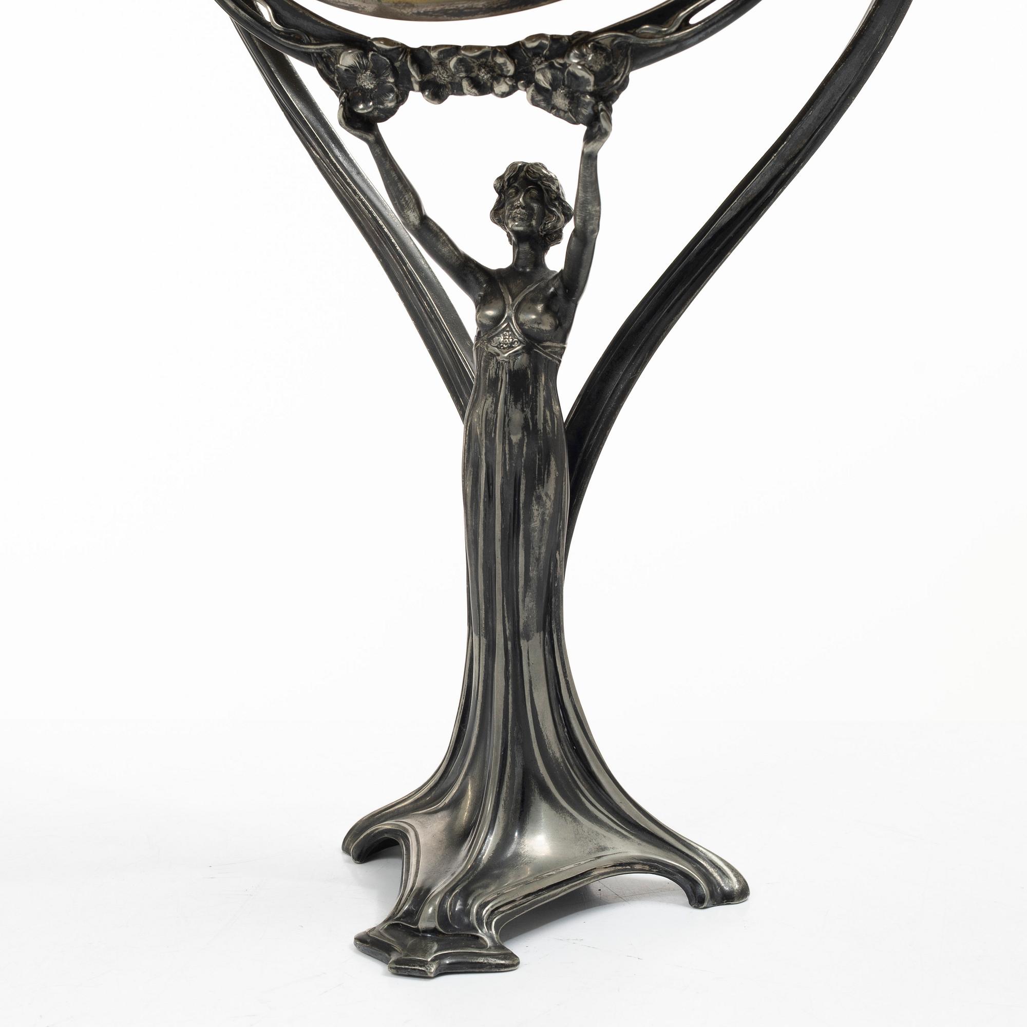 Württembergische Metallwarenfabrik (WMF), an Art Nouveau table mirror, early 20th century.