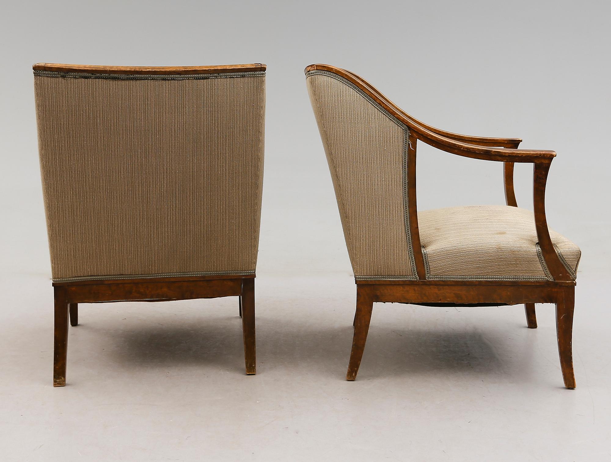 FÅTÖLJER, 1 par, 1900-talets första hälft.