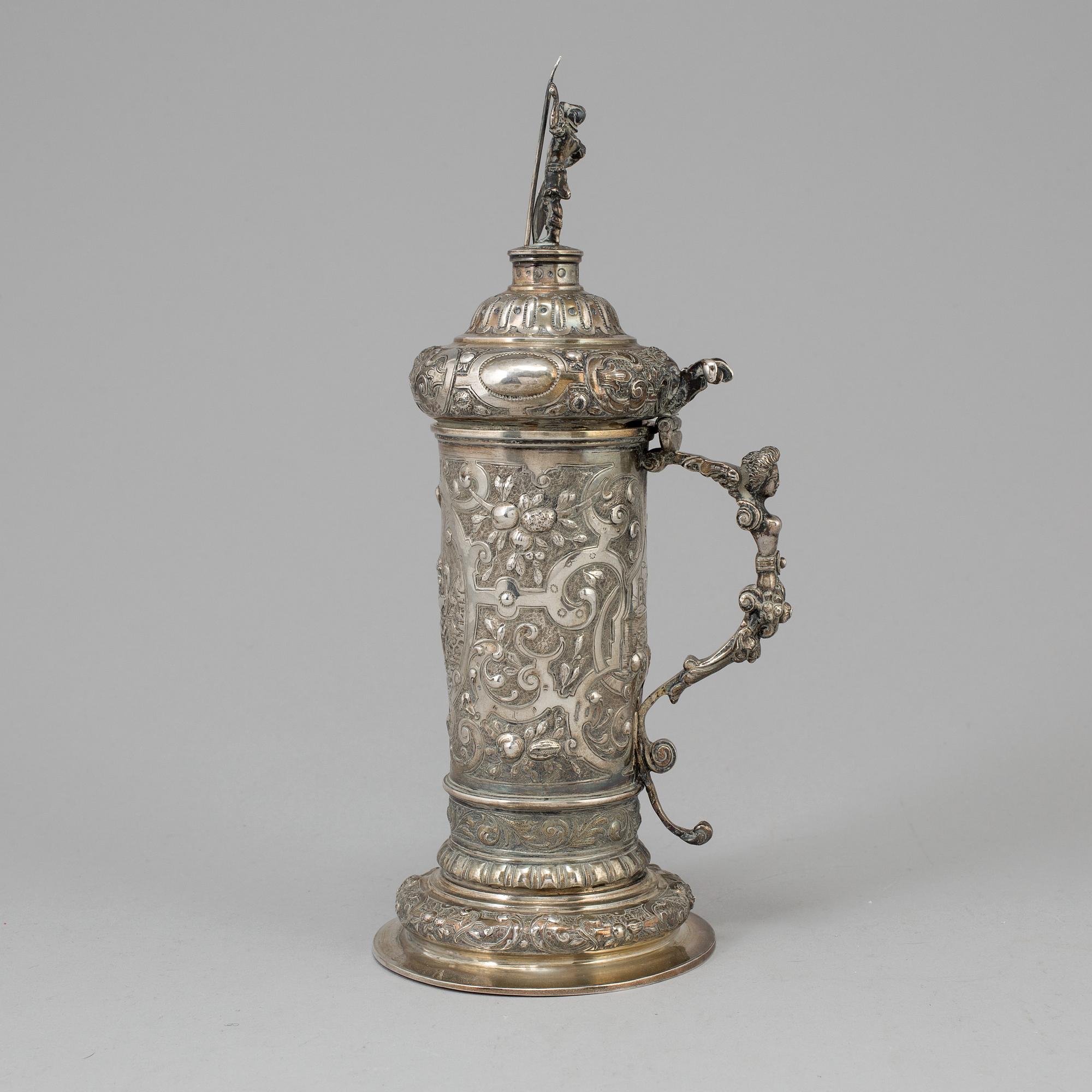 A parcel-gilt silver jug by Simon Rosenau, Hanau, Late 19th century ...