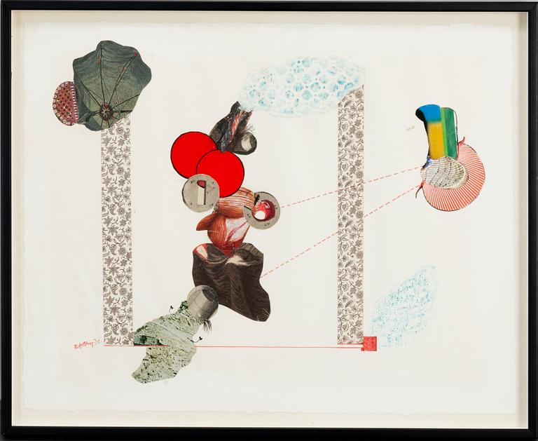 RAGNAR VON HOLTEN, collage and mixed media on paper, signed and dated -76.