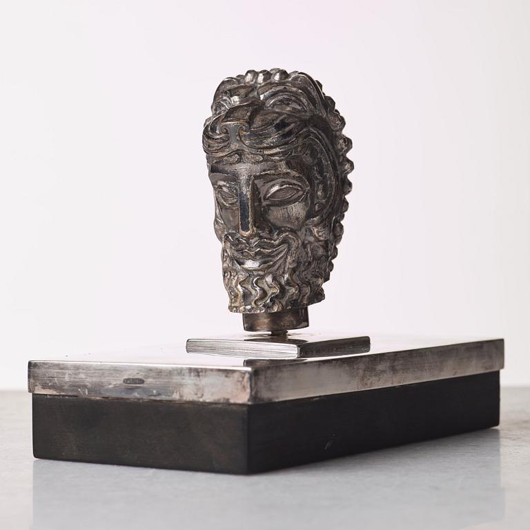 Anna Petrus, a Swedish Grace silver plated paperweight executed by Karl Wojtech, Stockholm 1920's.
