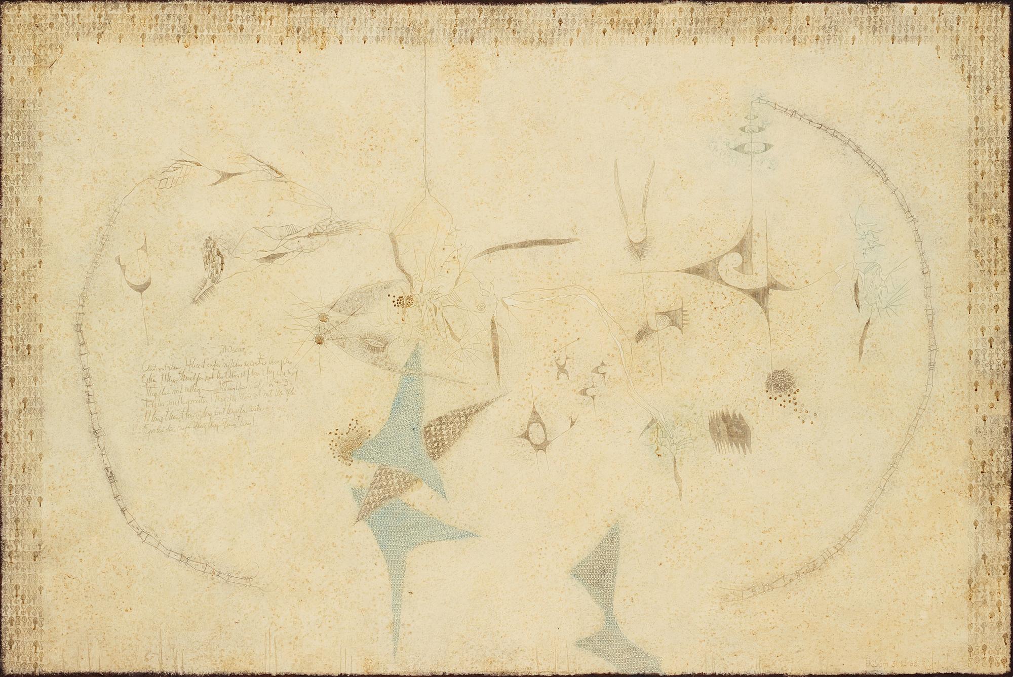 THEA EKSTRÖM, mixed media on paper laid down on panel, signed and dated 30 III 63.