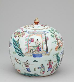 URNA MED LOCK, porslin, Kina, 1800/1900.