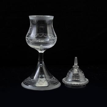 An 'Aurora' jubilee glass cup for Orrefors 1726-1976, designed by Simon Gate in 1919. Numbered 49/500.