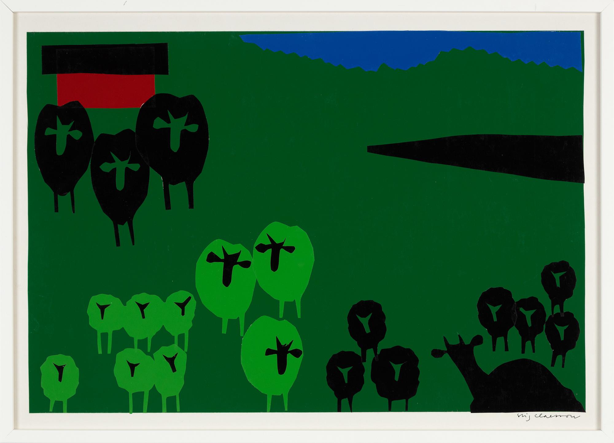 Stig Claesson, collage, signerad.