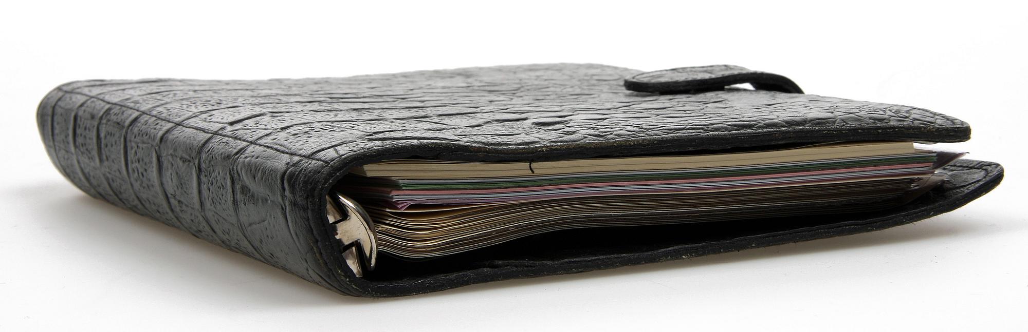 (klart) KALENDER, präglat skinn, Mullberry.