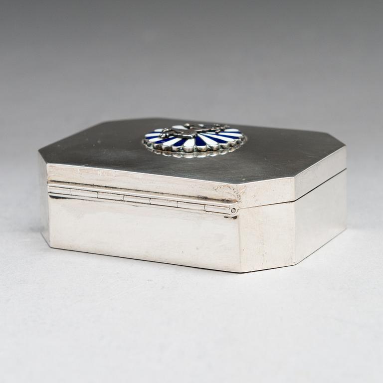 A silver box with enamelled decoration, A. Tillander, Helsinki.