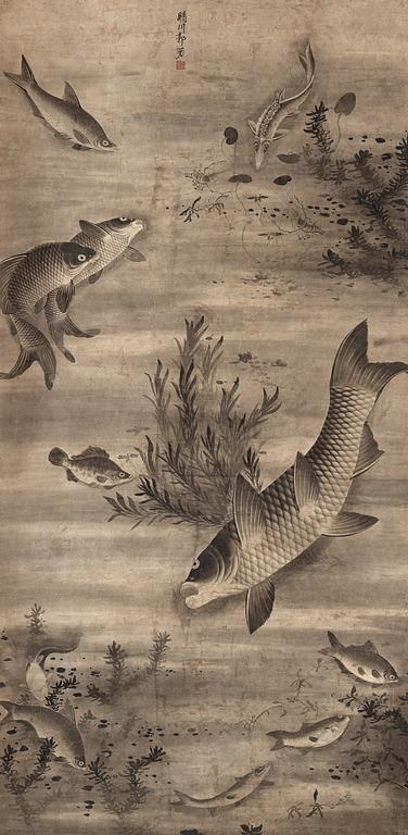 RULLMÅLNING, troligen Japan med kinesisk montering, 1800-tal.