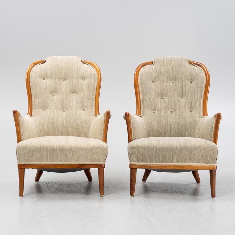 Carl Malmsten, a matched pair of easy chairs, second part of the 20th Century.