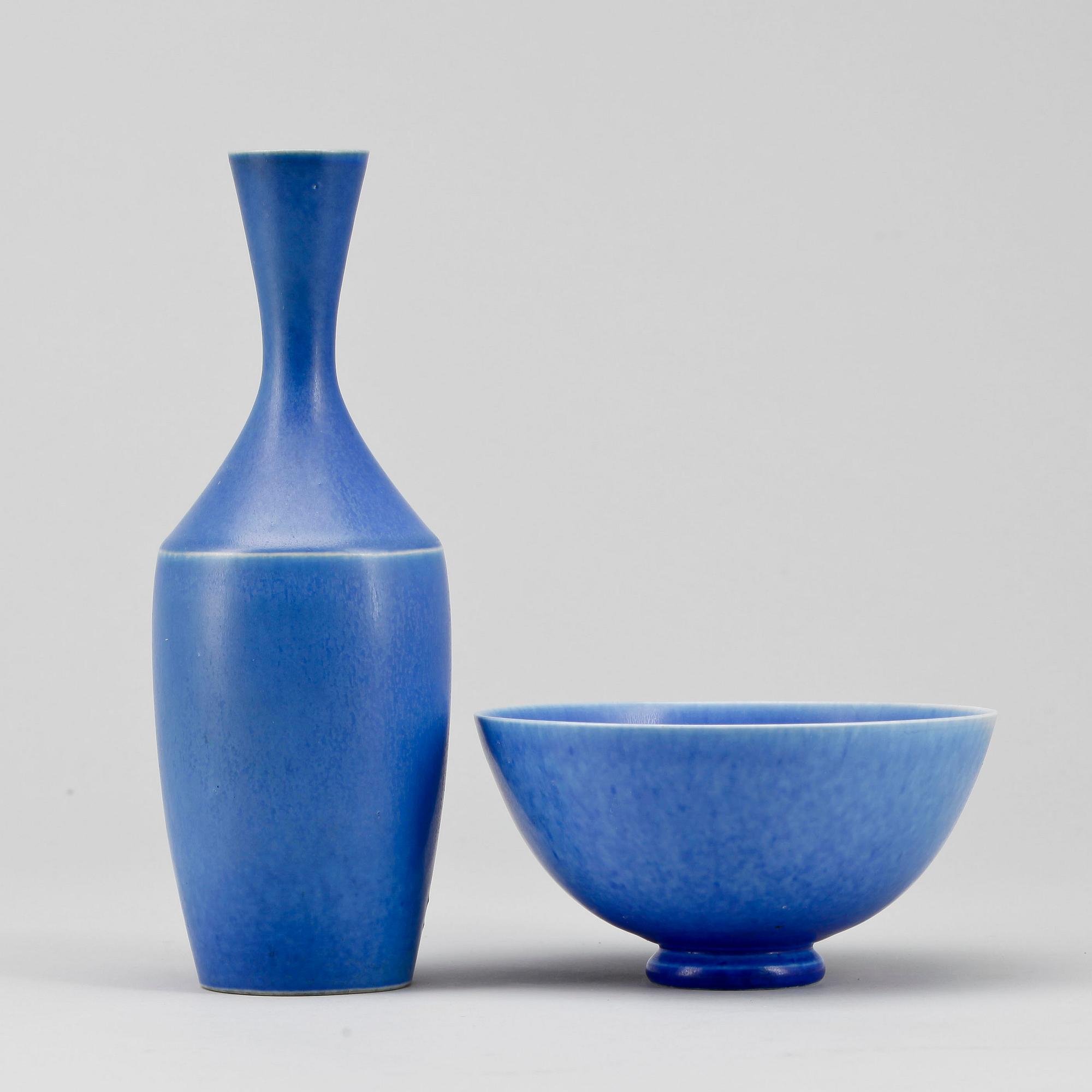 VAS samt SKÅL, stengods, Sven Wejsfelt Gustavsberg. Signerade och daterad -00.