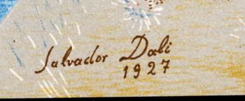 SALVADOR DALÍ, after, colour lithographe, signed and dated 1927 in print, from XX:e siècle no 43, 1943.