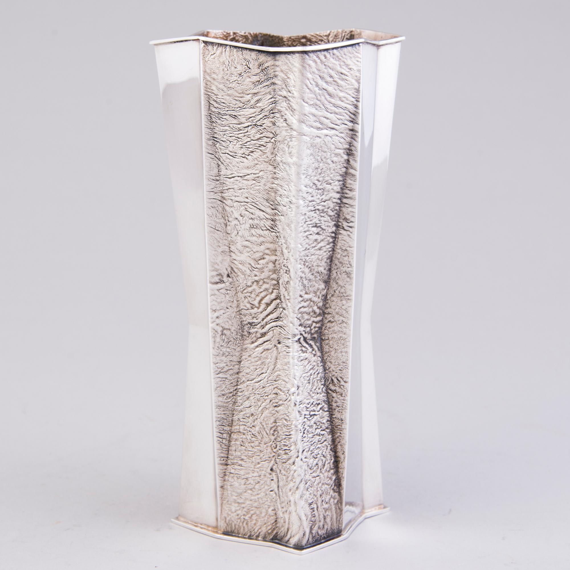 TAPIO WIRKKALA, Silver vase TW 226, marked TW, Hopeakeskus, Hämeenlinna, Finland 1967.