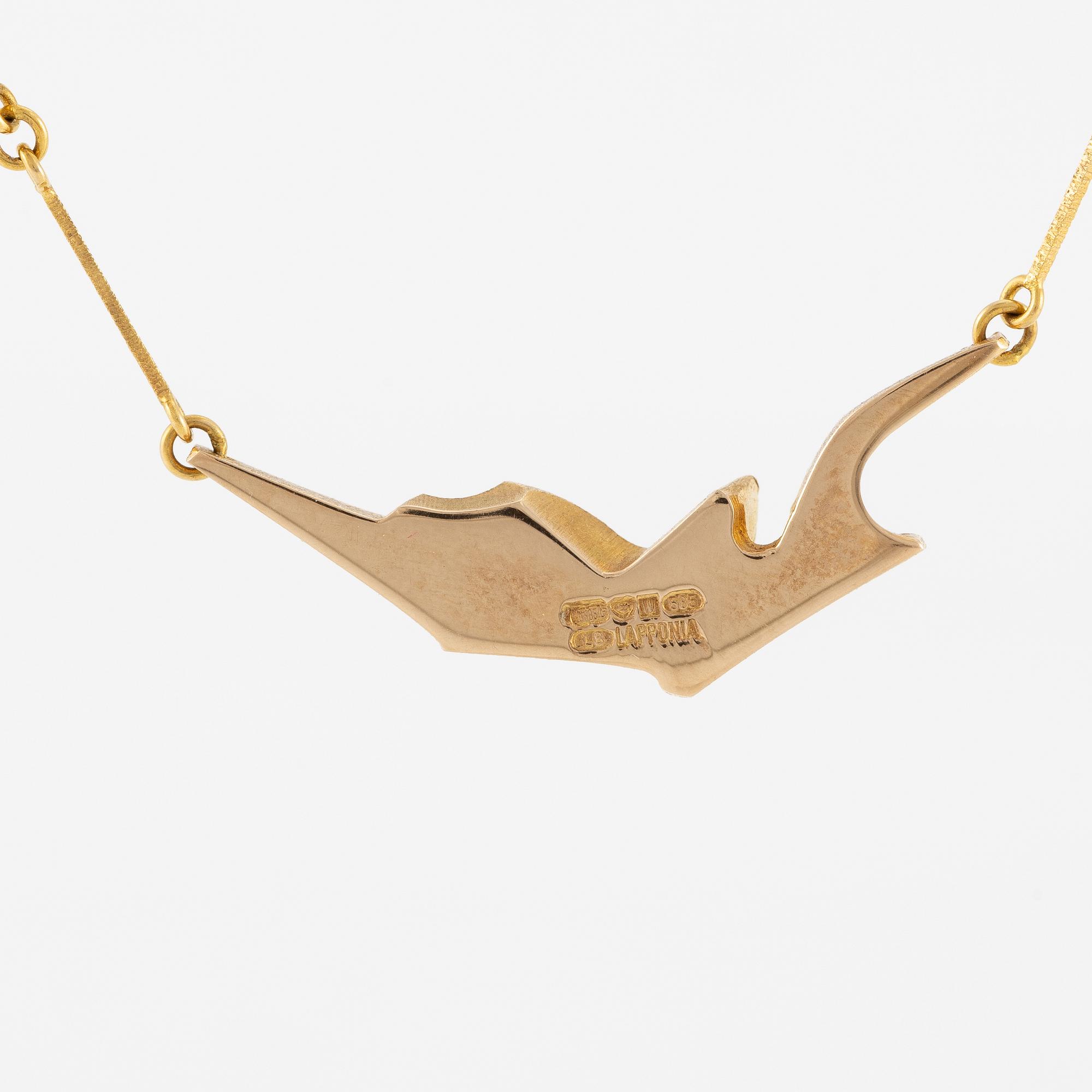 Björn Weckström, necklace 14K gold and platinum, for Lapponia Finland 1988.