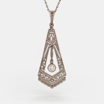Halsband, platina och silverplatina, briljantslipad diamant ca 0.10 ct och rosenslipade diamanter.