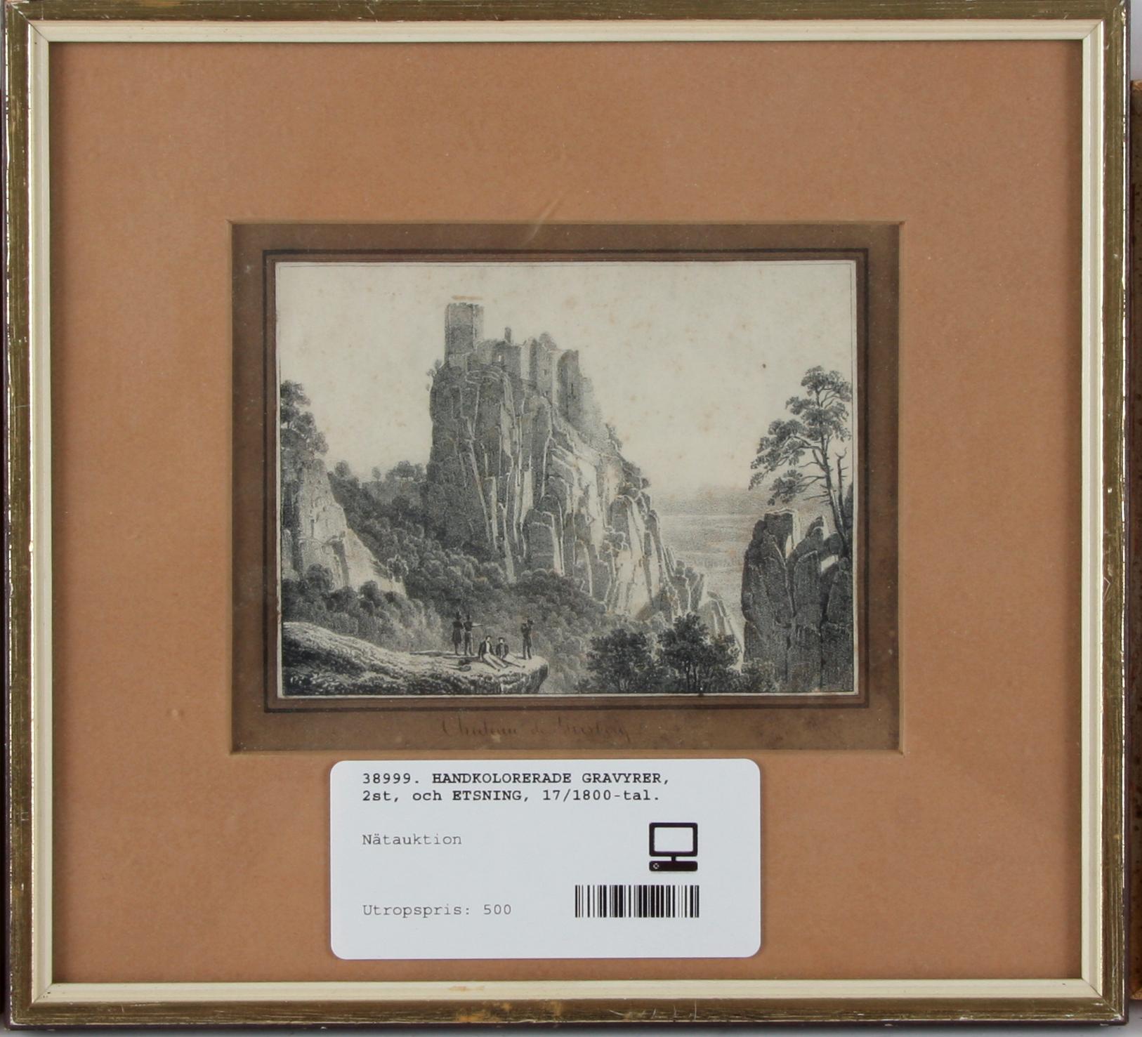 HANDKOLORERADE GRAVYRER, 2st, och KOPPARSTICK, 17/1800-tal.