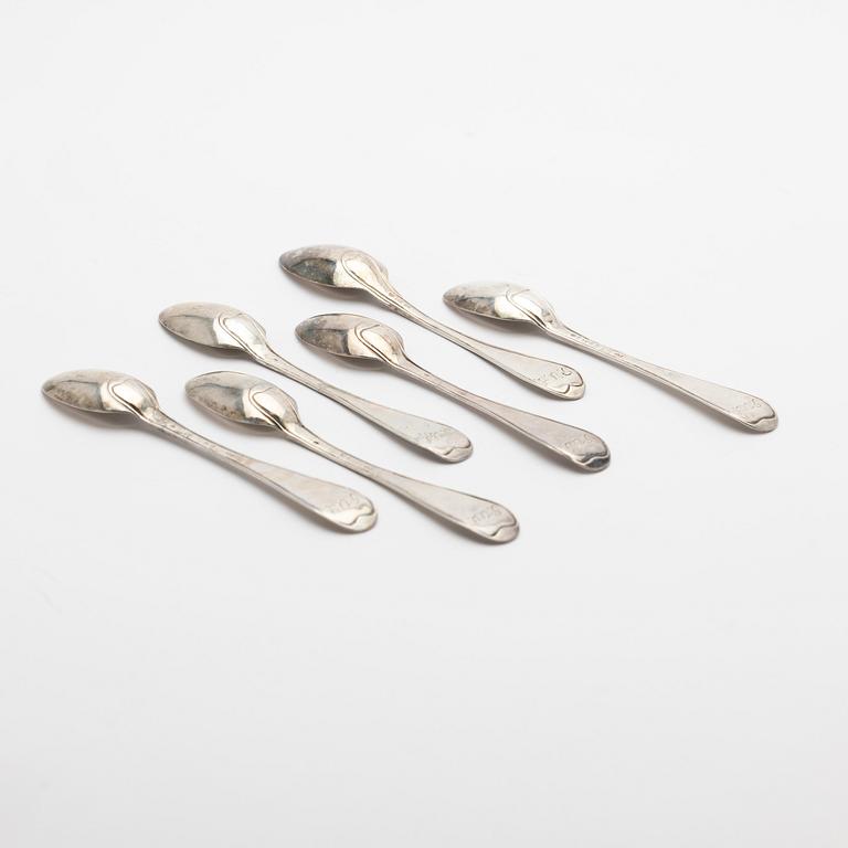 Teaspoons, 6 pcs, silver, 1780s.