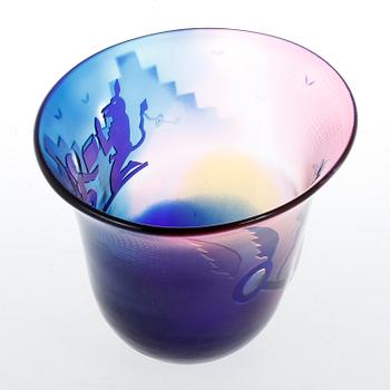 SKÅL, glas Bertil Vallien, Kosta Boda, 1987, unik.