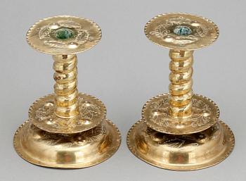 LJUSSTAKAR, ett par, mässing, barockstil, tidigt 1900-tal.