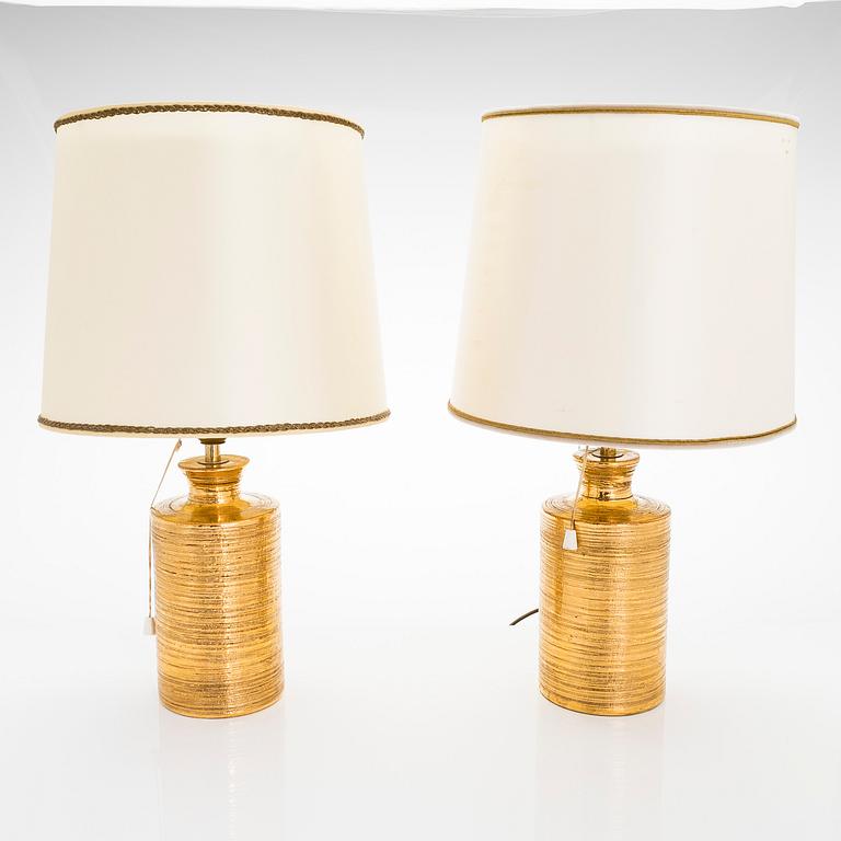 A pair of Italian ceramic table lights, Bitossi, Montelupo Fiorentino. Latter half of the 20th century.