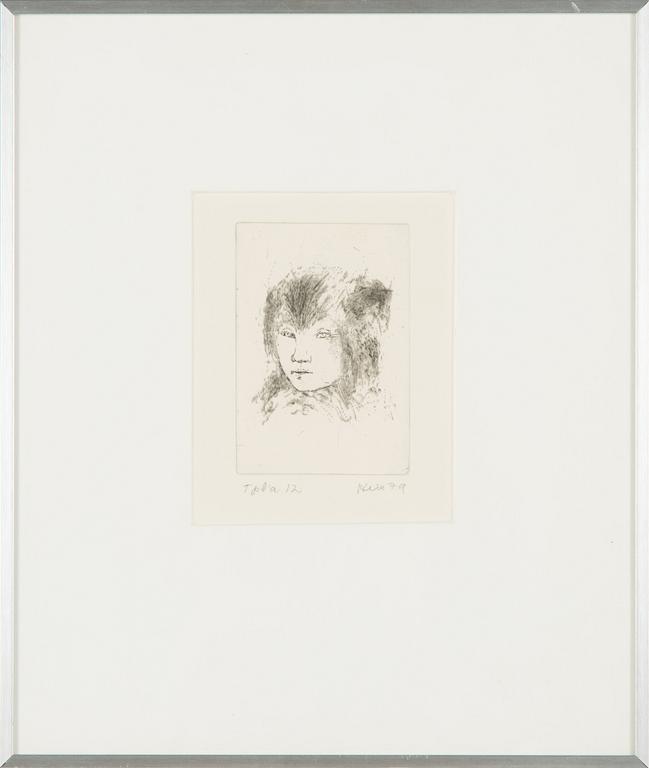 Outi Heiskanen, etsning, signerad och daterad -79, märkt Tpl'a 12.