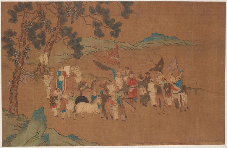 Album med målningar föreställande Envoyéer som kommer med gåvor, 职贡图 (Zhigong tu), troligen 1600-tal, efter äldre mästa.