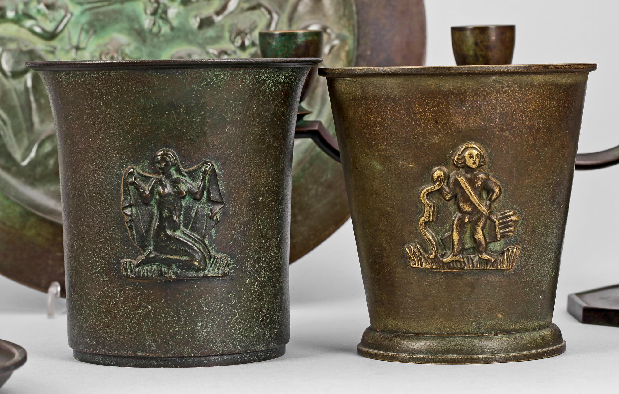 PARTI BRONS, 7 delar, bl.a. GAB o Ystad, 1930-tal.