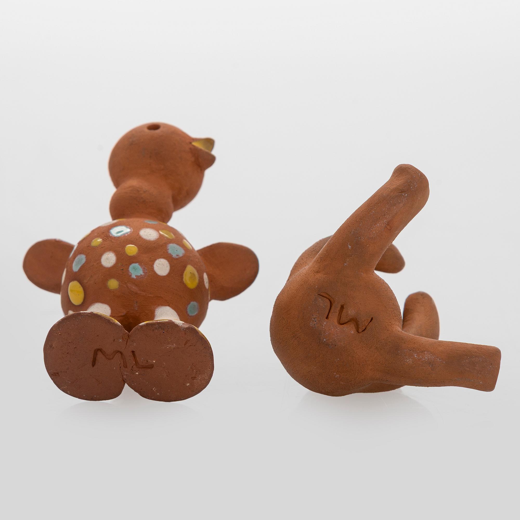 Marita Lybeck, Two red clay figurines, signed ML.
