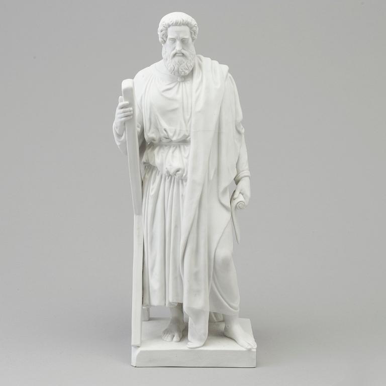 BERTEL THORVALDSEN, efter. SKULPTUR, biskvi. "Aposteln Andreas med skrivtavla". Kungl Dansk, 1800-tal.