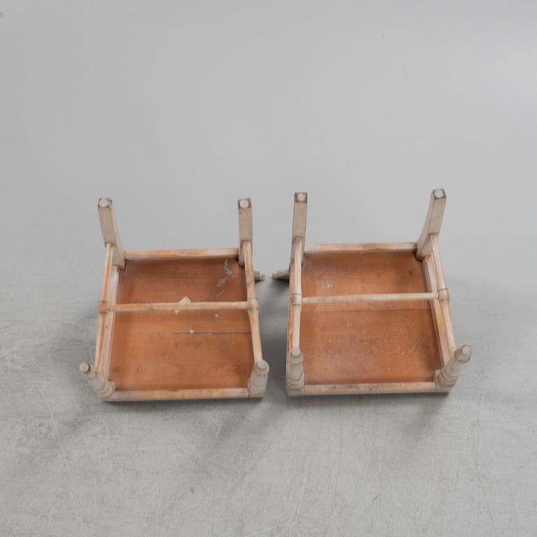 Six painted chairs, 19th Century.