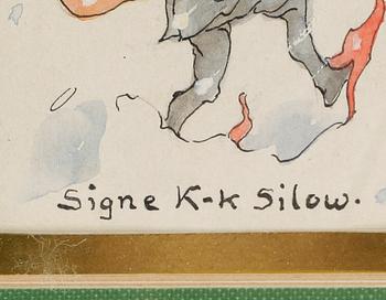 SIGNE KOCK SILOW, 2st, blandteknik på papper, signerade.