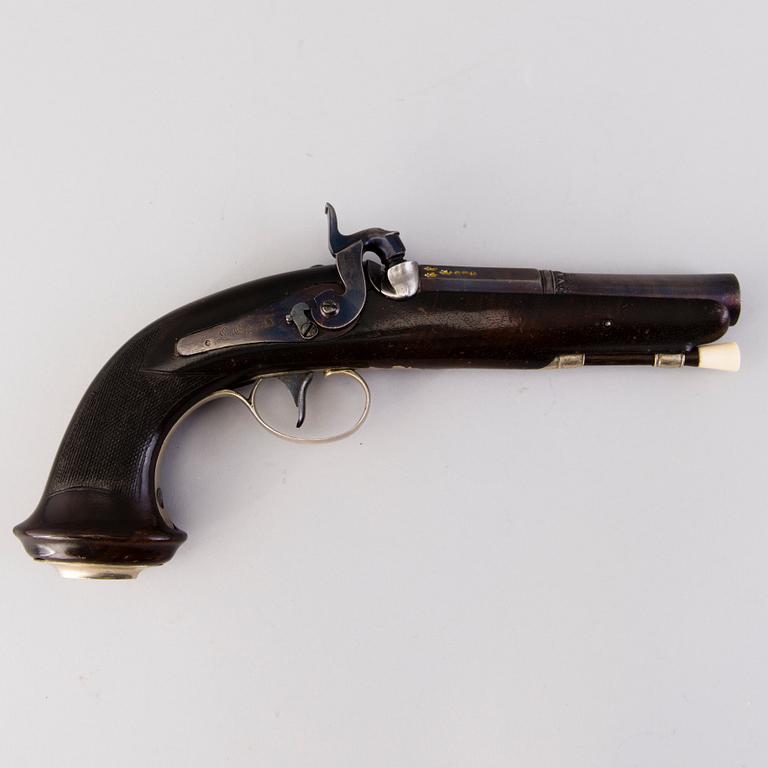 PERCUSSION LOCK PISTOL, mid 19th century.