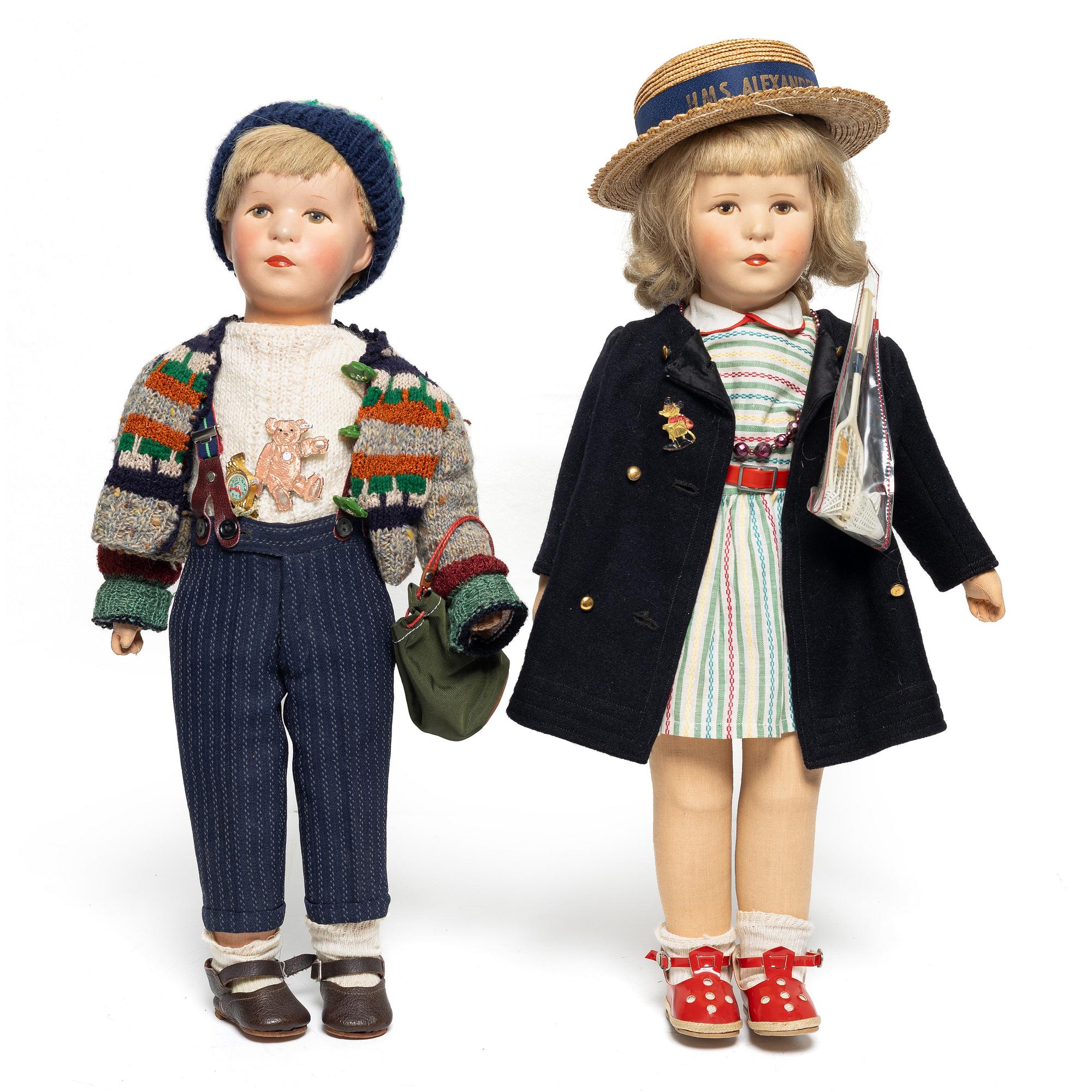 Dolls, two pieces, Käthe Kruse-like, likely Germany, 1930s/40s.