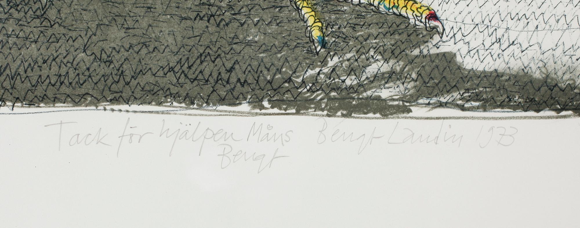 BENGT LANDIN, Färglitografi 1973, signerad.