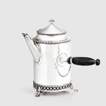 254. Pehr Zethelius, kaffekanna, silver, Stockholm 1797. Gustaviansk.