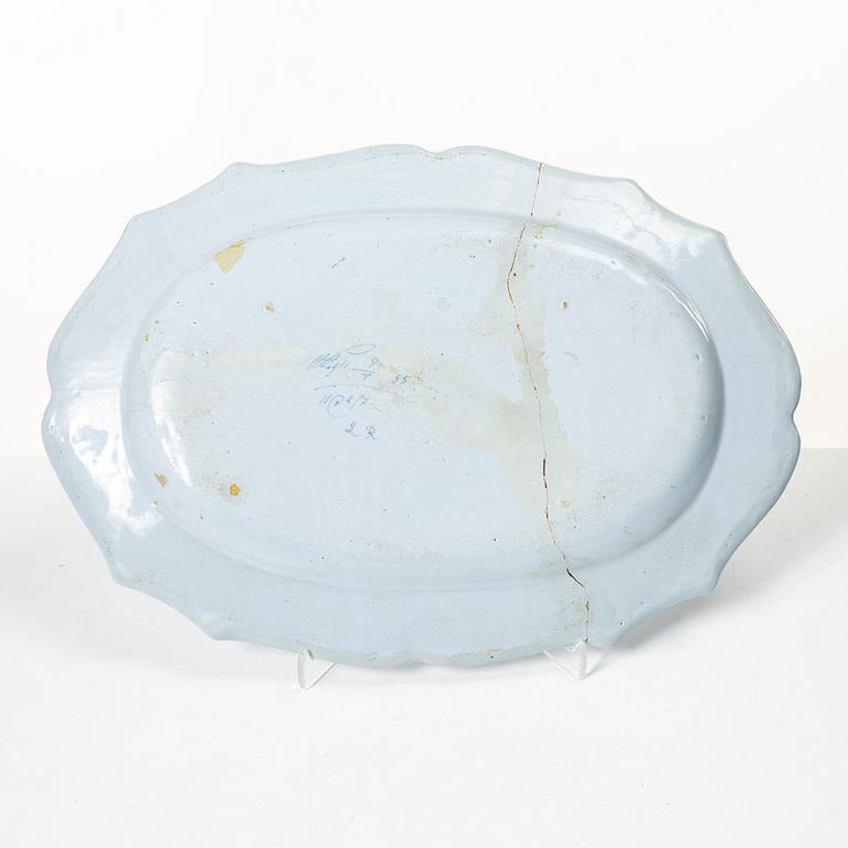 Rörstrand, A Rococo faience dish, dated 7/9 (17)55.