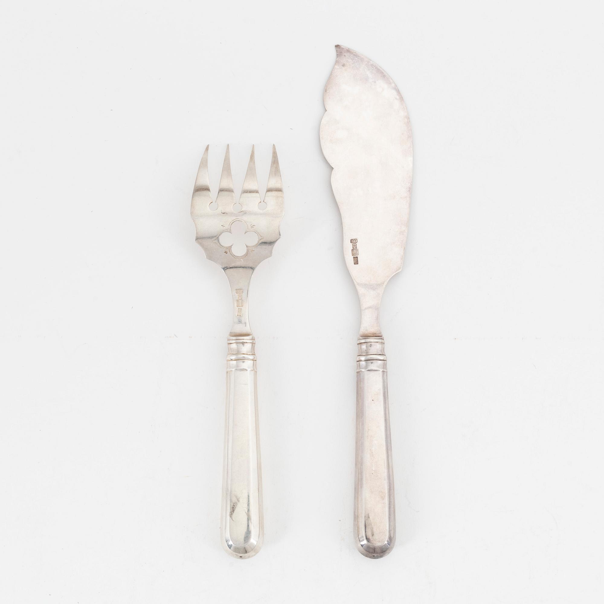 A pair silver serving cutlery, Tallinn 1882.