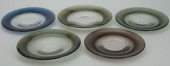 LAUTASIA, 5 kpl, lasia, Timo Sarpaneva, Iittala, ei sign, 1900-luvun keskivaihe.